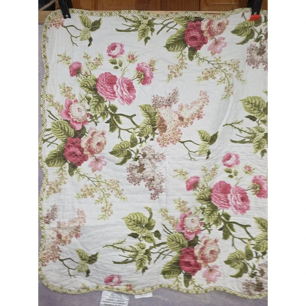 Waverly Emma's Garden Quilt Twin Size 1 Sham And Bed Skirt Shabby Chic 68x86